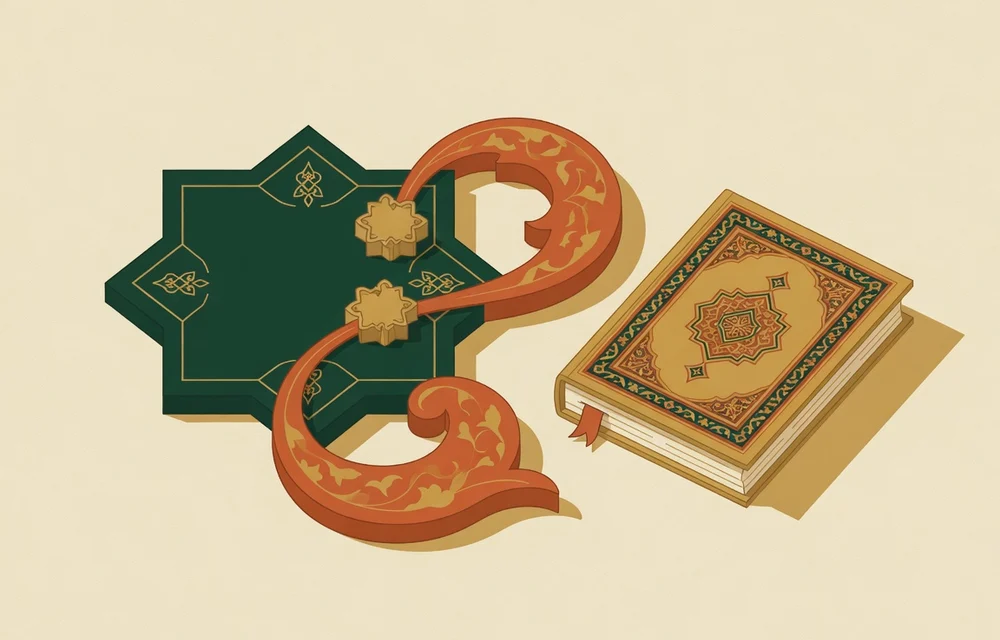 Ilustrasi geometris Islam untuk panduan: Isim Fi’il dan Harf: Tanda dan Pembagian Kata Bahasa Arab