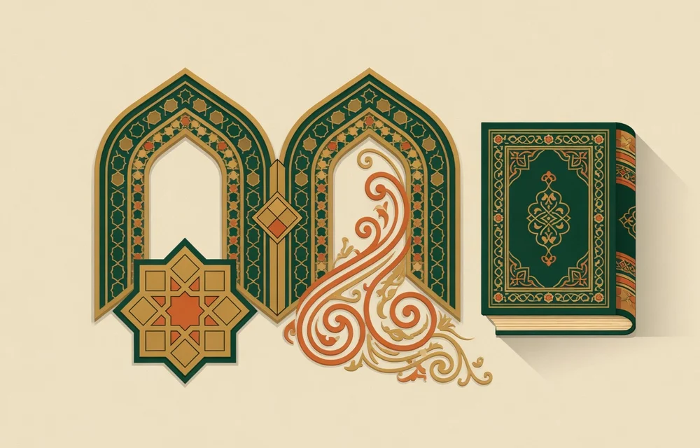 Ilustrasi geometris Islam untuk panduan: Jumlah Ismiyah dan Fi’liyah: Unsur, Tanda, dan Contohnya